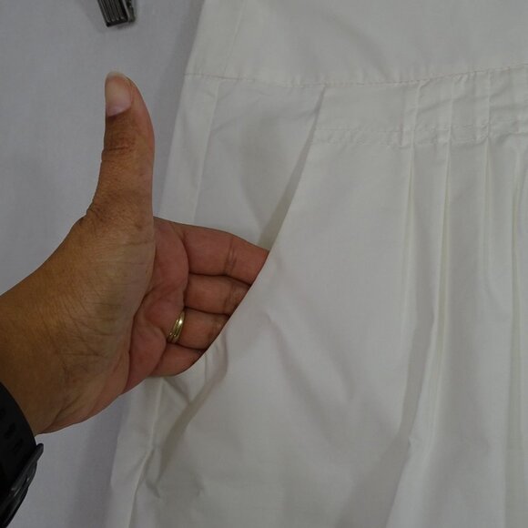 Banana Republic White Pleated Skirt Women Size 4 With Side Zipper Lined Pockets - Picture 3 of 12